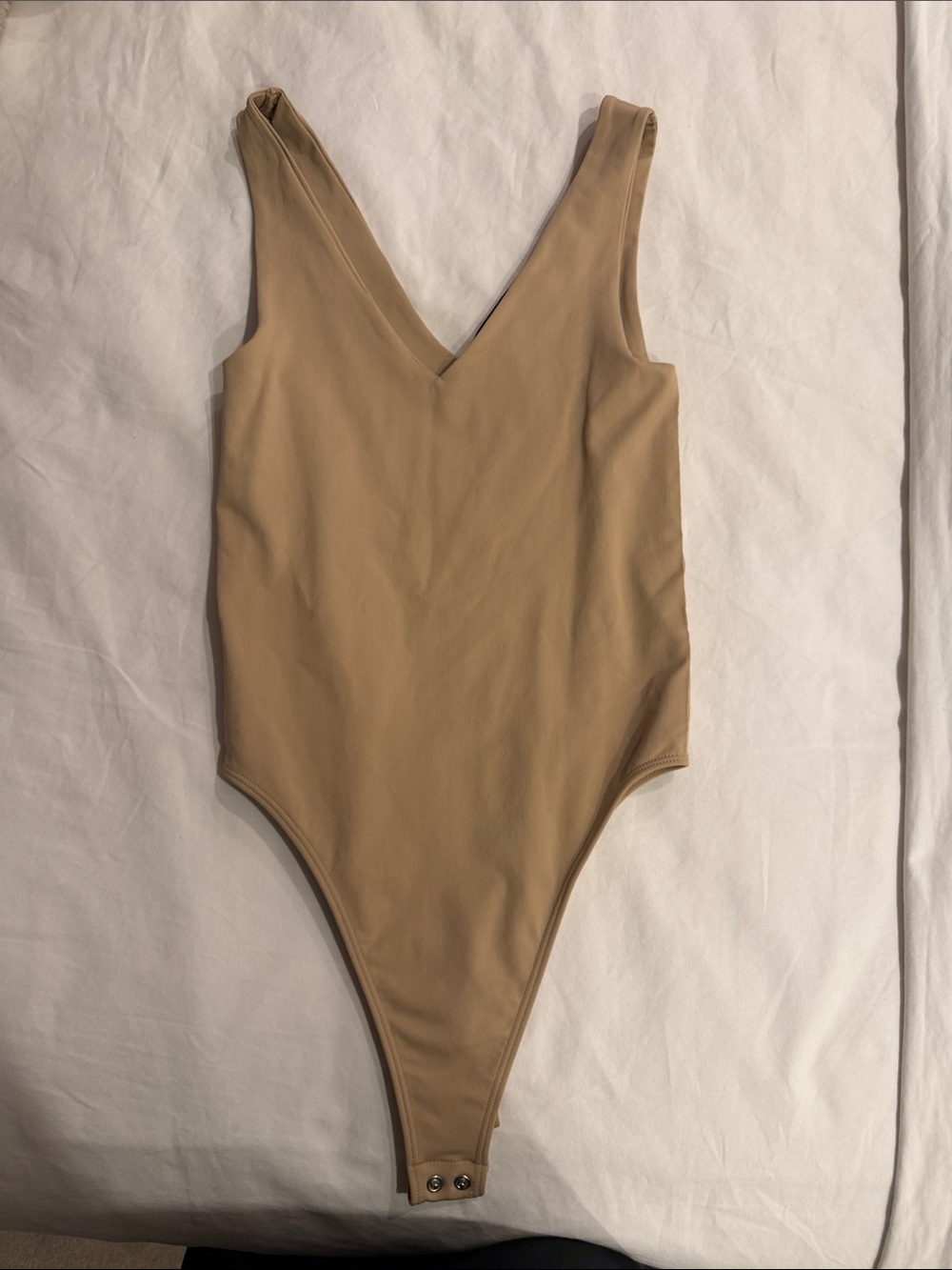 Beige V-Neck Kids One-Piece Swimsuit
